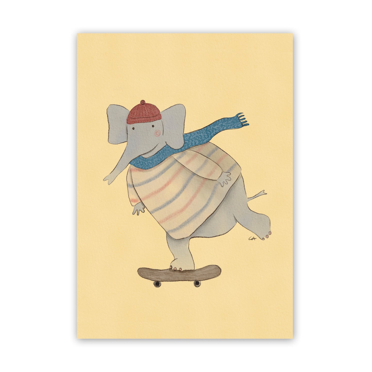 Elefant på skateboard | Plakat